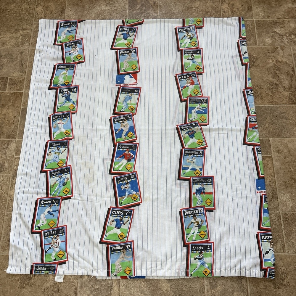 Vintage MLB Baseball Team Cards 1989 Twin Size Flat Sheet BIBB Made USA